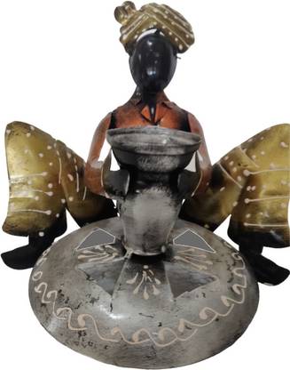 Vandana Collection Traditional African Decorative Figurine, Hand-Painted Metal Art Sculpture Decorative Showpiece  -  20 cm