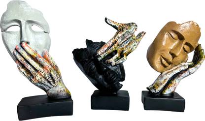 JB AUTOMATION Moon Face Statue For Home Office Table Decoration Decorative Showpiece  -  23 cm