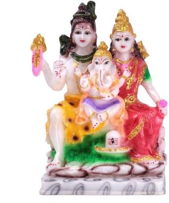 krishnagallery1 Shiv Parivar Bholenath Statue Murti Marble Finish,Shivji Murti,Shiv Decorative Showpiece  -  12 cm