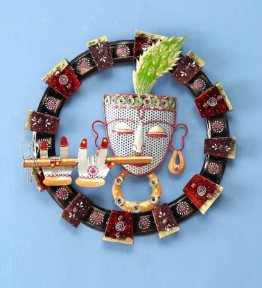 Medieval Arts Metal Krishna Wall Hanging |Artistic Wall Art for Living Room & Office Decorative Showpiece  -  48.26 cm