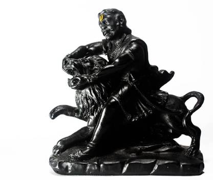 Immortals Sambhaji Maharaj with Lion Murti Statue Classic Idol for Home Decorative Showpiece  -  5.5 cm