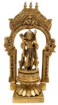 Bhunes Brass Lord Rama Statue With Lotus Peetam And Prabhavali, Ram Idols, Ram Ji Decorative Showpiece  -  26 cm