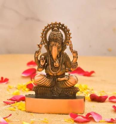 BUY N RELAX Premium Ganesh ji Idol 12cm Copper Finish for Home/temple/car/office/pooja Decorative Showpiece  -  12 cm