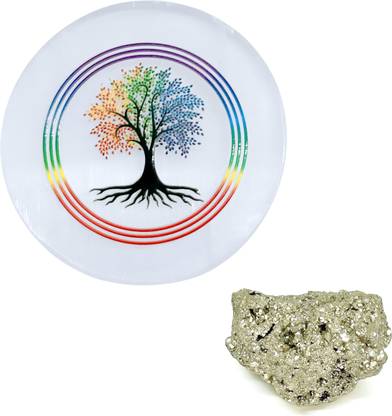 vastu vardan Crystal Charging Selenite plate (3Inch) With 10-20 gm Pyrite Stone Decorative Showpiece  -  0.9 cm