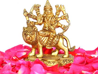 aalayam selveer Small Durga Maa Idol Brass | Small Maa Durga Idol Brass Decorative Showpiece  -  9.5 cm