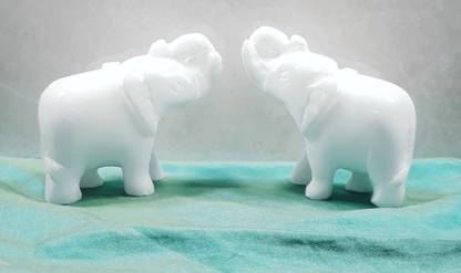 KRAFT CLOUDS Small Elephant Idol Figurine Sculpture for Car dashboard Home Office Set of 2 Decorative Showpiece  -  5.5 cm