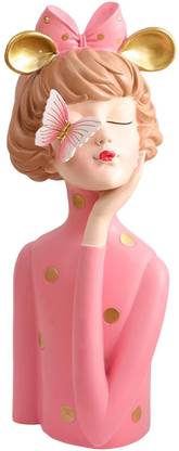 Lyla Girl Statue Home Decor Decorative Object Girl Figurine for Desk Office Porch Pin Decorative Showpiece  -  10 cm