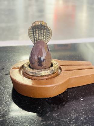 Harishankar Shivling Art NATURAL 2 INCH OM AAKAR SHIVLING WITH JALADHARI FOR DALIY HOME POOJA Decorative Showpiece  -  10 cm