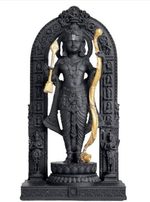 yogi Ram Lalla Idol, Shri Ram Murti, Ayodhya Balak Ram Ji for Mandir Decorative Showpiece  -  14 cm