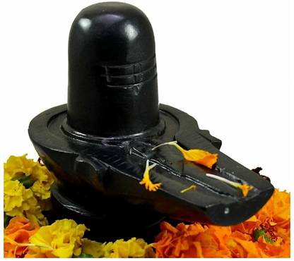 MAHADEV BLACK MARBLE SHIVLING Decorative Showpiece  -  9 cm