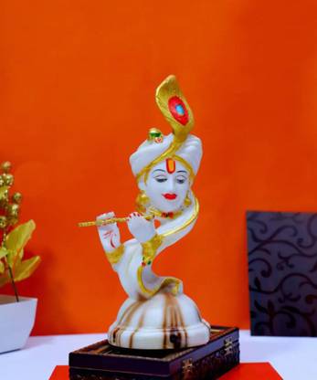 krishnagallery1 Face Krishna Statue Murti Marble Finish , Krishnan Ji Murti Decorative Showpiece  -  30 cm
