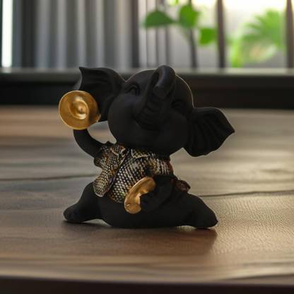 Miss Peach Handicrafted "Majestic Resin Elephant Showpiece: Graceful Guardian of Wisdom" Decorative Showpiece  -  17 cm