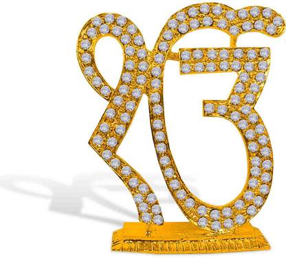 Adhvik Sikh Religious Symbol Ek Onkar/ik Onkar Idol (Sd Ekomkar St/178)Metal God Stand Decorative Showpiece  -  6 cm