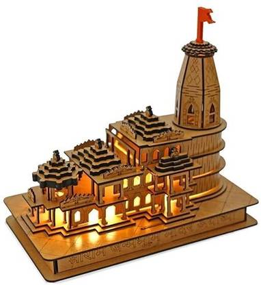 SriMaa Ventures Handcrafted LED Lights Shree Ram Janmbhumi Temple For Diwali, Temple Decorative Showpiece  -  15 cm