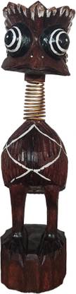EPICS CRAFT Wooden Ostrich Bird with Spring Neck Handicraft Model C Decorative Showpiece  -  42 cm