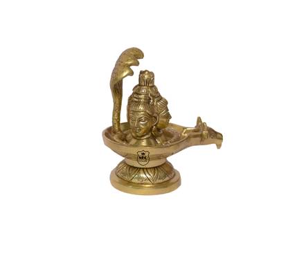 Neo Classic Shivling Shiva Shivlingam with Panchmukhi Sheshnaag (Trimukhi) Decorative Showpiece  -  12.5 cm