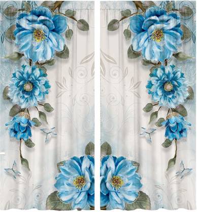 BNF 2Pcs Blackout Curtains Window Drapes Eyelet Draperies Magnolia Decorative Showpiece  -  5 cm