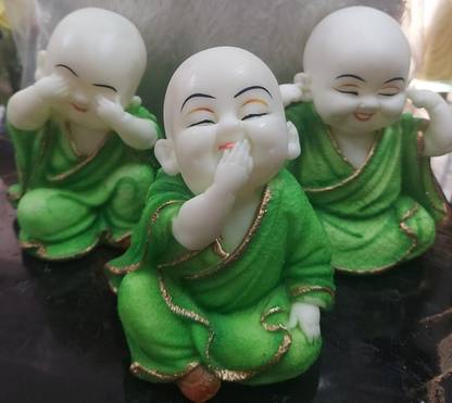 Sush Monk buddha 3 piece Decorative Showpiece  -  16 cm