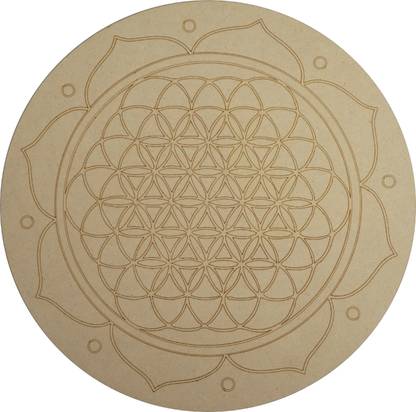remedywala Flower of Life Grid Board Sacred Geometry Healing Plate 12 inch Decorative Showpiece  -  0.2 cm