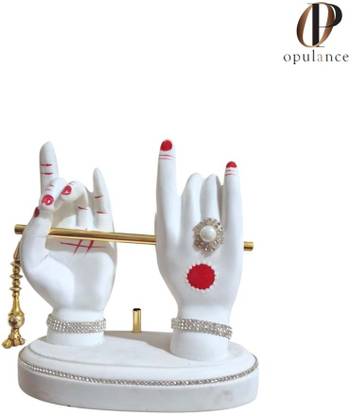 OPULANCE Lord Krishna Hands With A Flute & Peacock Feather Decorative Showpiece  -  16.002 cm