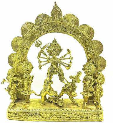 PAYELIANA Handmade Handicrafts Brass Dokra MA Durga 27cm x 27cm Decorative Showpiece  -  27 cm