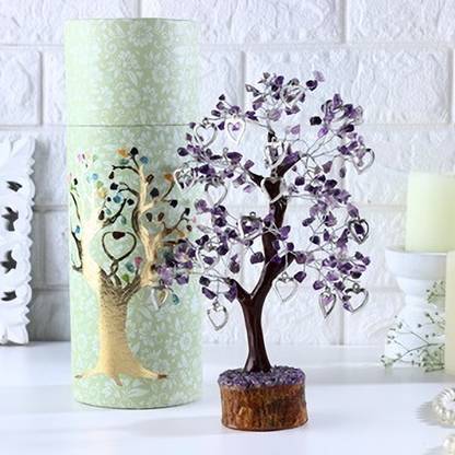 Salvation Gems Amethyst Heart Crystal Tree Decorative Showpiece  -  28 cm