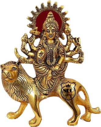 Neo Classic Aluminium, Gold metal Alloy Maa Durga Ji Murti for Home Decorative Showpiece Decorative Showpiece  -  17 cm