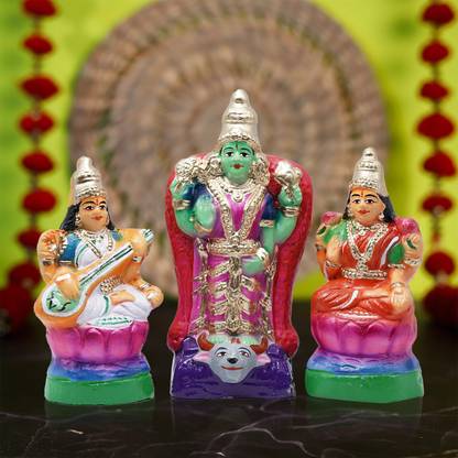 Puja N Pujari Lakshmi Saraswati Parvathi Big Navaratri Golu Dolls Set Decorative Showpiece  -  30 cm