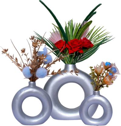 Flipkart SmartBuy Matte/Glossy Finish Round Shaped Flower Pot for Modern Gardens" Decorative Showpiece  -  15 cm