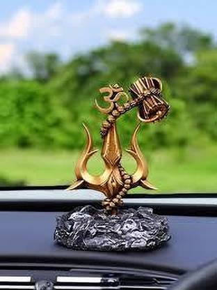 Anu murti hub Shiva Idol, Shiva Statue Trishul with Damru For Car & Home (OM Trishul Damru) Decorative Showpiece  -  10 cm