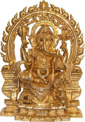 Atnu Ganesh 1 1/2 Feet | Brass God Idols | Decorative Showpiece  -  50 cm