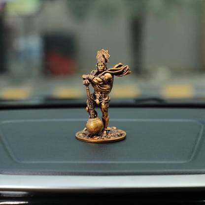 Zig Zag Bahubali Hanuman Idol (4.5 Inch, Golden) Decorative Showpiece  -  11.5 cm