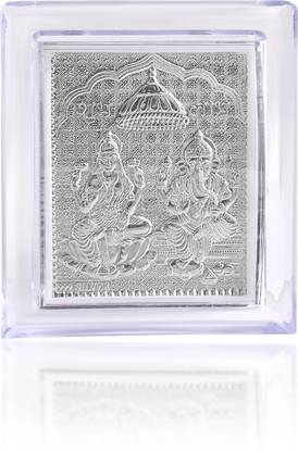 Admier Silver plated Lakshmi Ganesh Frame for Gift Diwali Photo Frame Decorative Showpiece  -  6.5 cm