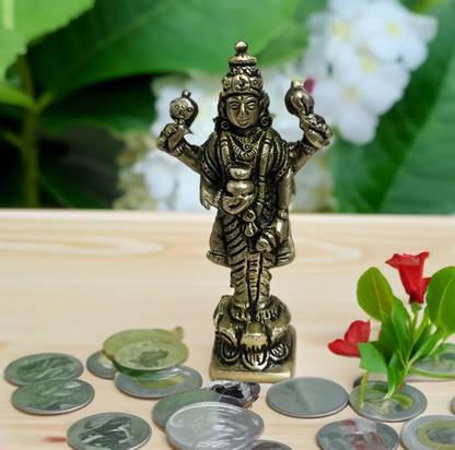 Dhinchak Ashtadhaatu Bhagwan Dhanvantri Idol Statue Figurine for Dhanteras pujan and Home Temple Decorative Showpiece  -  9 cm