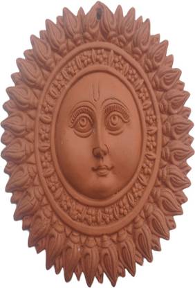Aishwarya Greenery Organics CLAY SURYA FACE Decorative Showpiece  -  10 cm