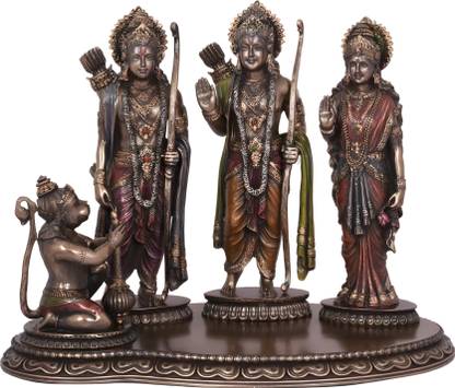 trendy homes Ram Darbar Murti/Statue with Ram Lakshman Sita and Hanuman for Home&Temple Decor Decorative Showpiece  -  19 cm