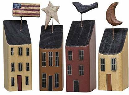Cwi Gifts Little House Shelf Sitters 4/Set Multi Decorative Showpiece  -  3.8 cm