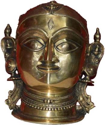 EthinicArt Brass Gauri Face Wall Décor | Parvati Face Head Wall & Table Statue 5" KG Decorative Showpiece  -  28 cm