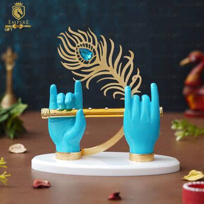 Tedlayer 24k Gold Plated Krishna Ji Hands with Flute Figurine Decorative Showpiece  -  17.7 cm