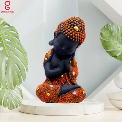 GW Creations HomeDecor Showpiece Beautiful Lord Meditating Position Monk Statue For Good Luck Decorative Showpiece  -  12 cm