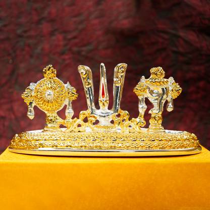 Ekhasa Shanku Chakra Namam | Shankha Chakra Tilak Stand for Car Dashboard | Decorative Showpiece  -  7 cm