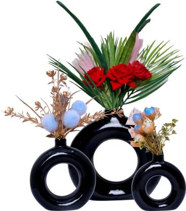 Flipkart SmartBuy Matte/Glossy Finish Round Shaped Flower Pot for Modern Gardens" Decorative Showpiece  -  15 cm