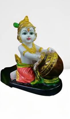 devpriya Krishna Makhan matka Statue Radha Krishna Decorative Showpiece  -  11 cm