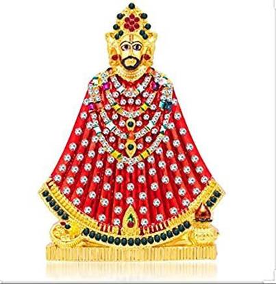 Crown Warriors Khatu Shyam Idol in Brass Material | Multicolored | Suitable for car Dashboard Decorative Showpiece  -  7 cm