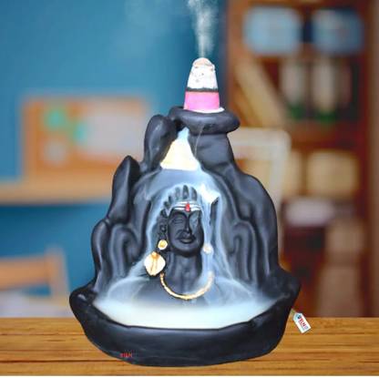 KLASSYWORLD Adiyogi shiv shankar mahadev smoke backflow fountain Waterfall statue, 20 cones Decorative Showpiece  -  9 cm