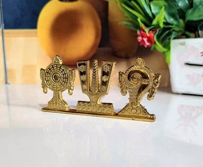 Pappan Shri Balaji Symbol Shankh , Chakra, Namah Decorative Showpiece  -  5 cm