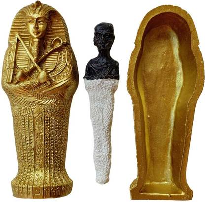 BNF Ancient Egyptian Coffin with Mummy Figurines Statue For Home Tabletop Decors Decorative Showpiece  -  10 cm