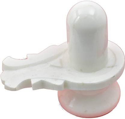 RATAN BAZAAR hindu religious lord shiva lingam ,white marble Decorative Showpiece  -  7 cm