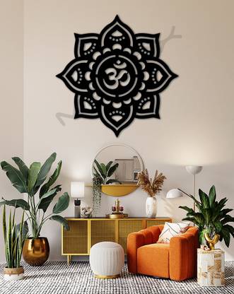 MAZOX Om Mandala Large Wooden Wall Art Decorative Showpiece  -  40 cm