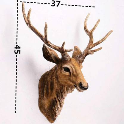 BNF Wall Mount Deer Head Stag Head Animal Head Brown Deer Buck Fake Head Plaque Decorative Showpiece  -  12 cm